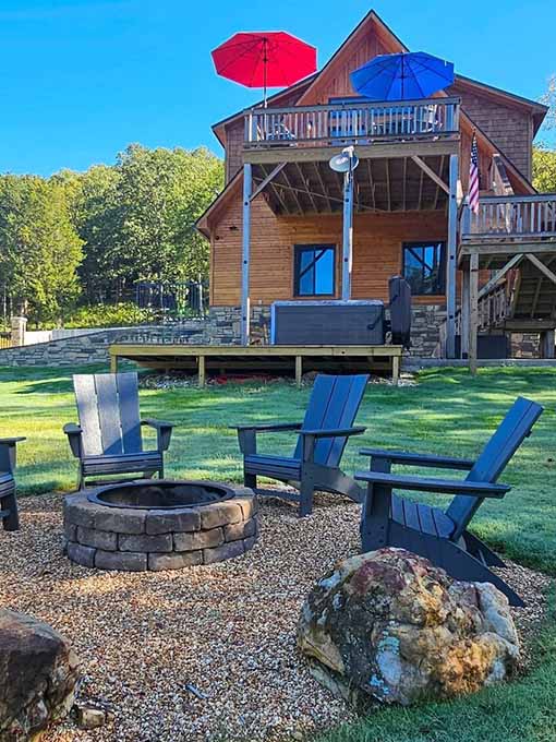Loft at Lovers Leap Fire Pit at Hogscald Hollow Cabins - Eureka Springs Vacation Rentals