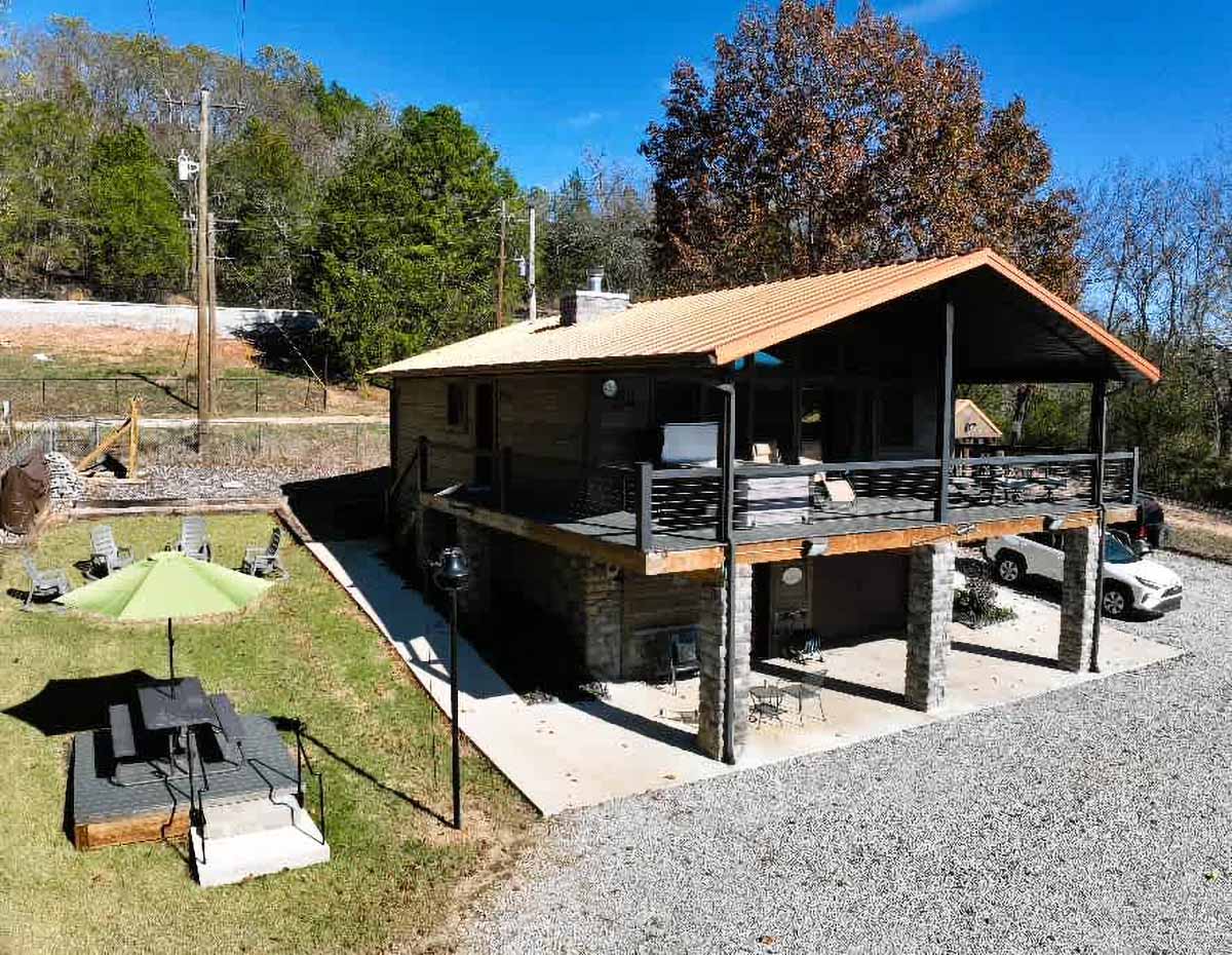 Aerial View of Dawg House Vacation Rental at Hogscald Hollow Cabins Vacation Rentals