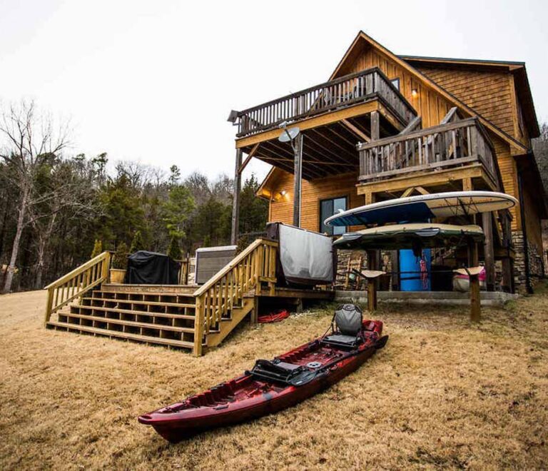 Kayaks available at Loft at Lovers Leap Vacation Rental at Hogscald Hollow Cabins