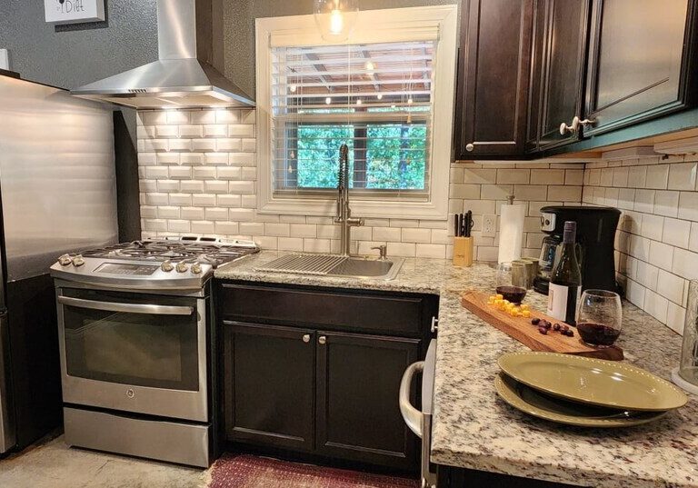 Hot Tub in the Woods Modern Open Plan Full Kitchen - Hogscald Hollow Cabins Vacation Rentals