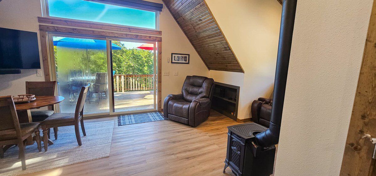 Loft at Lovers Leap Sliding Doors to Deck at Hogscald Hollow Cabins Vacation Rentals