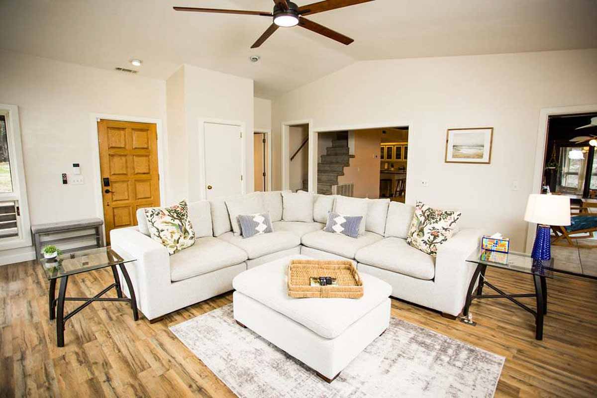 Cliff Top Vacation Home Living Room Sofa & Ottoman