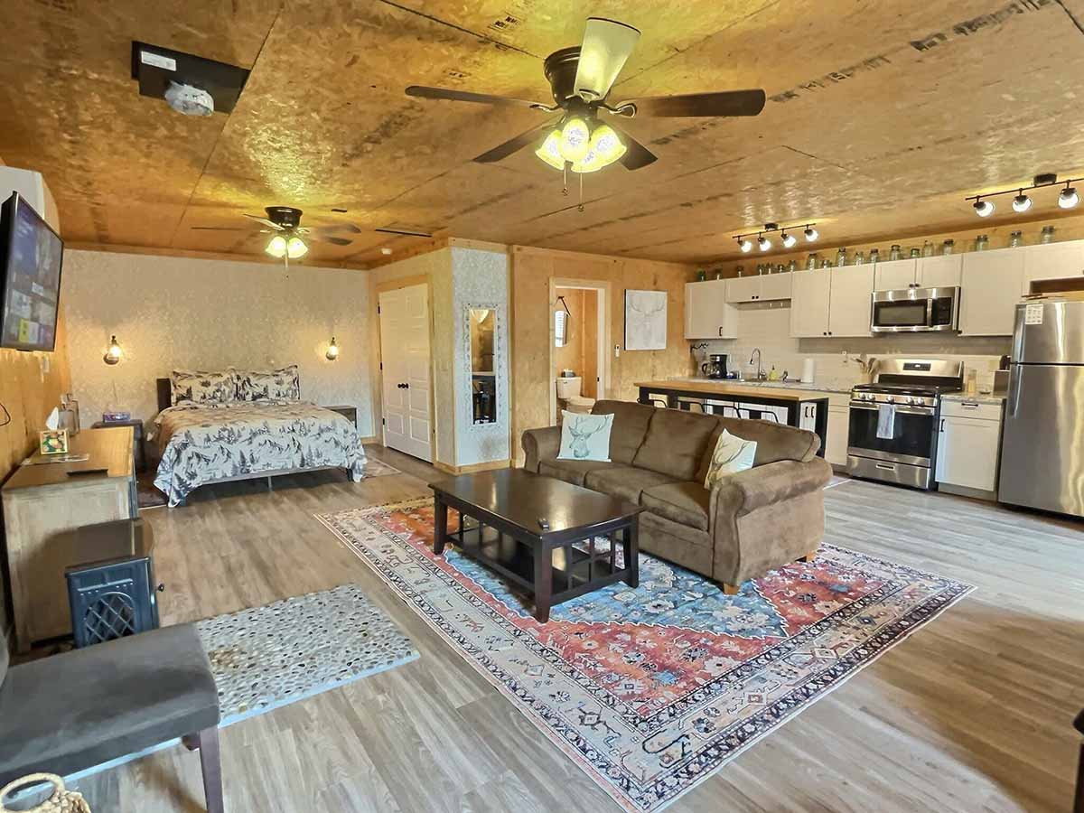 Bunkroom at Hogscald Vacation Rental Studio Style Open Plan Kitchen, Living, Dining & Bedroom